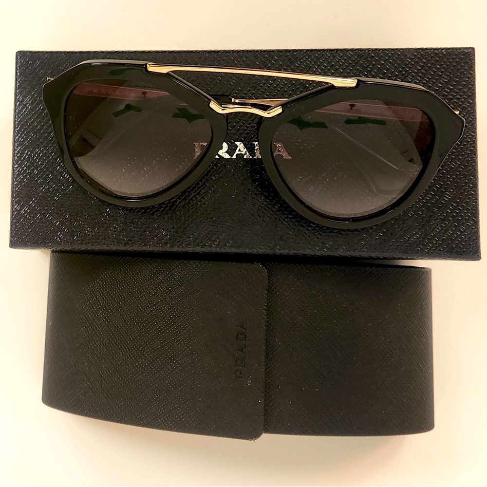Prada Sunglasses (Black frame with gold hardware)